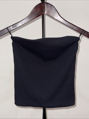 Aritzia Contour Black Strapless Ribbed Tube Crop Top
